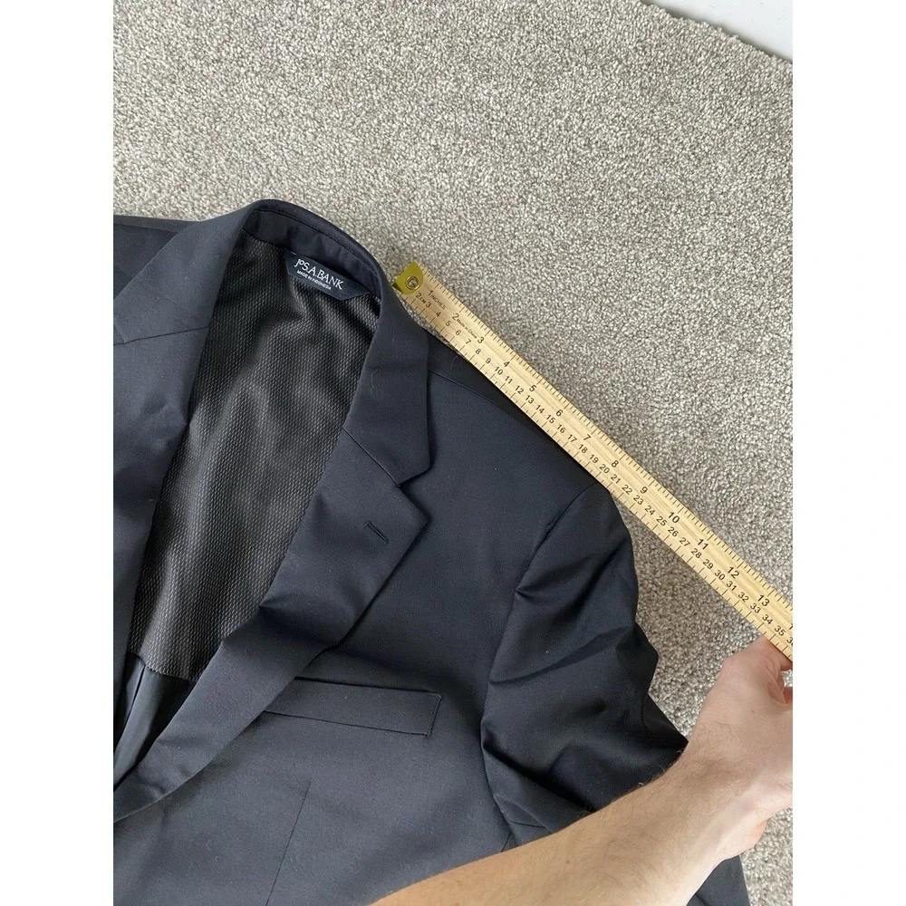 Jos A Bank Traveler Tech Blazer Black Men 40L Wool/Polyester Stretch Slim Preppy